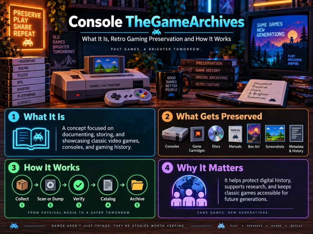 Console TheGameArchives What It Is Retro Gaming Preservation infografic